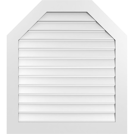 Ekena Millwork Octagonal Top Surface Mount PVC Gable Vent: Functional, w/ 3-1/2"W x 1"P Standard Frame, 36"W x 40"H GVPOT36X4001SF